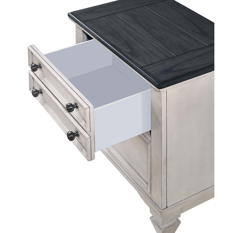 Magnifique table de bout à deux tons avec table de bout et deux tiroirs de rangement