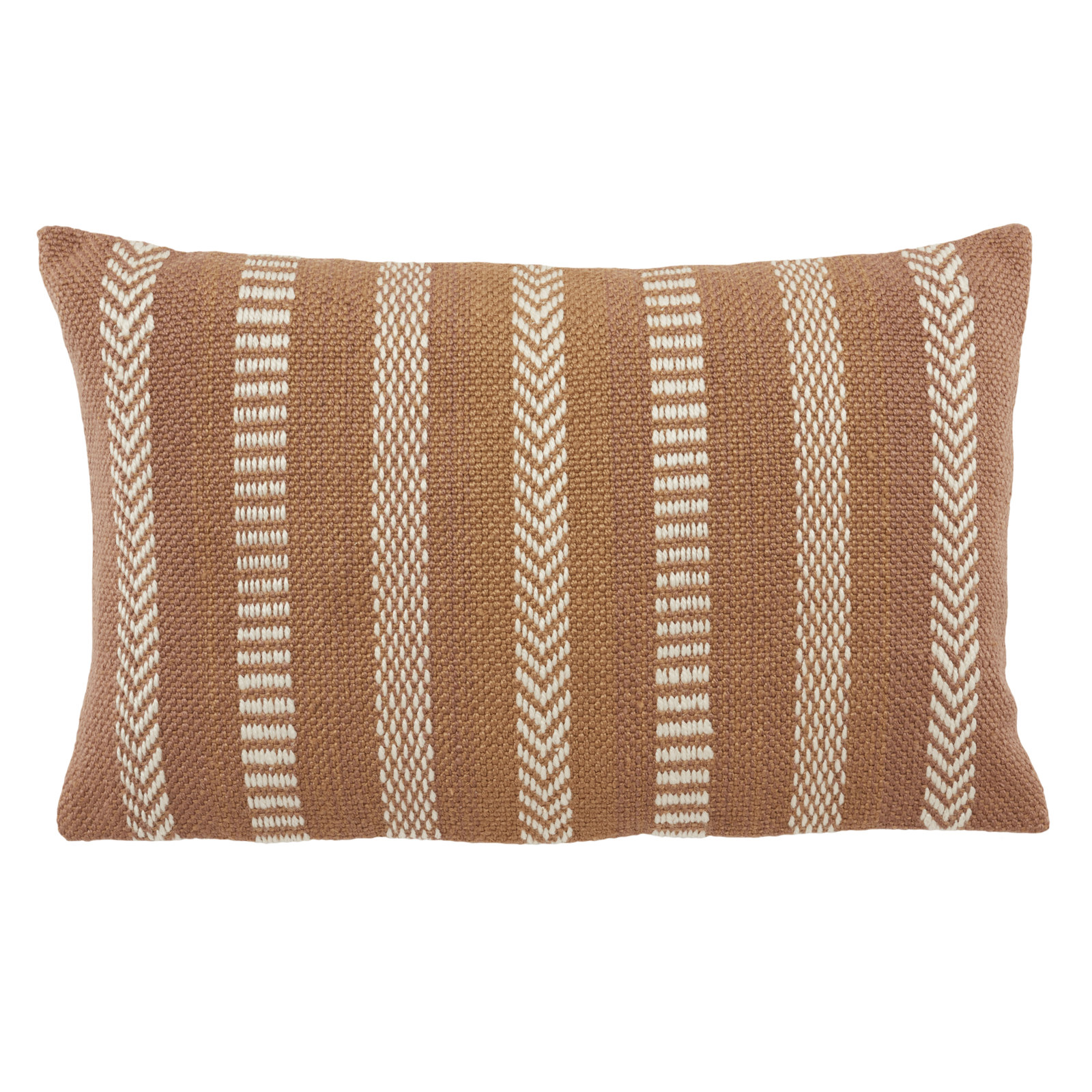 Positano 21" x 13" Embroidered Pillow Cover, Light Brown/Ivory, No Fill