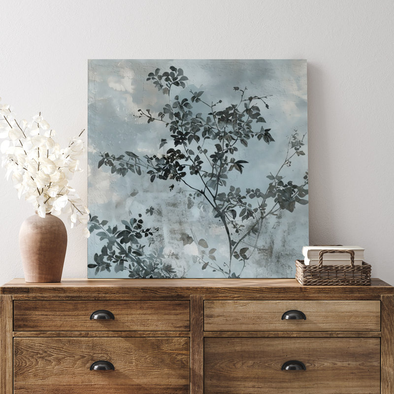 Tree Branch Leaves Abstract Background, 12" H x 12" W, Wrapped Canvas