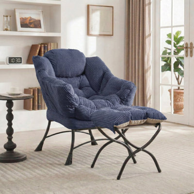 Fauteuil d'appoint avec repose-pieds Corduroy Lazy