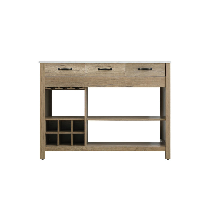 48 inch Kitchen Island, Natural Oak/Black