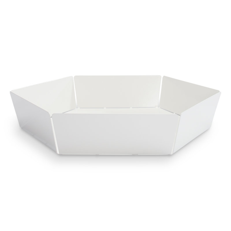 2D:3D Metal Decorative Bowl, 2.6" H x 13.5" W x 13.5" D, White