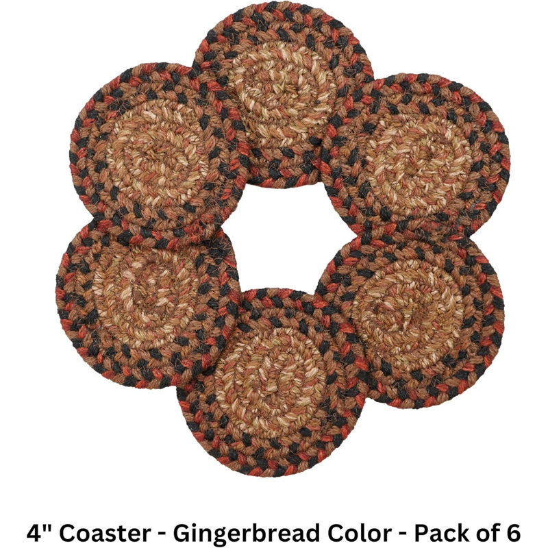 Ensemble de 6 sous-verres en jute de qualité supérieure pour table, Brun / rouge / beige / crème / vert / noir