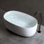 Baignoire indépendante en résine de 47 po à surface solide de 47 po, baignoire indépendante de conception moderne avec drain escamotable et tuyaux de trop-plein, convenant aux petites maisons
