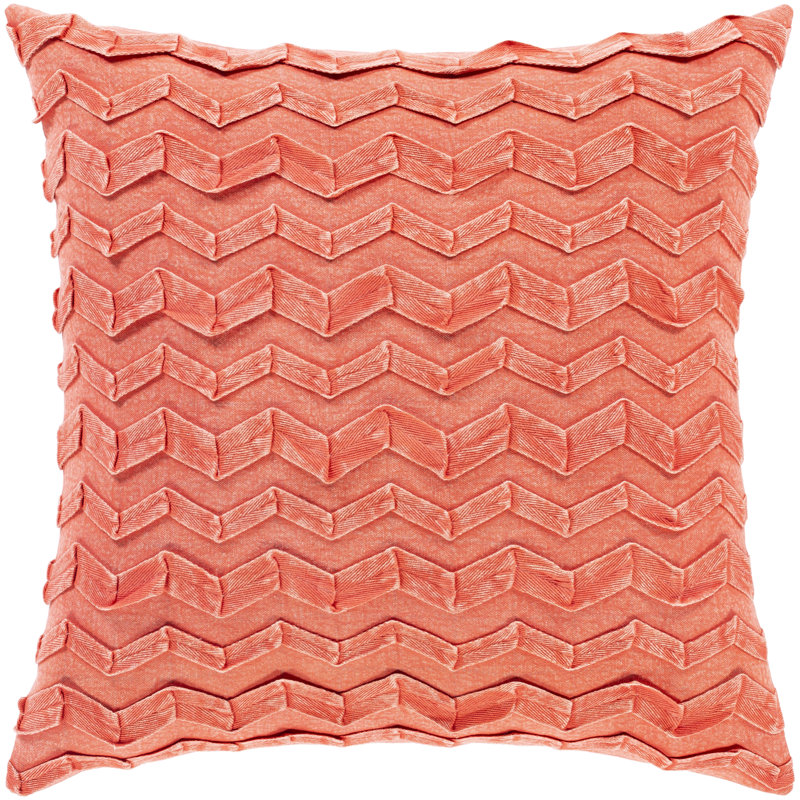 Caprio Chevron Cotton Reversible Throw Pillow, 18" x 18", Saffron, Down