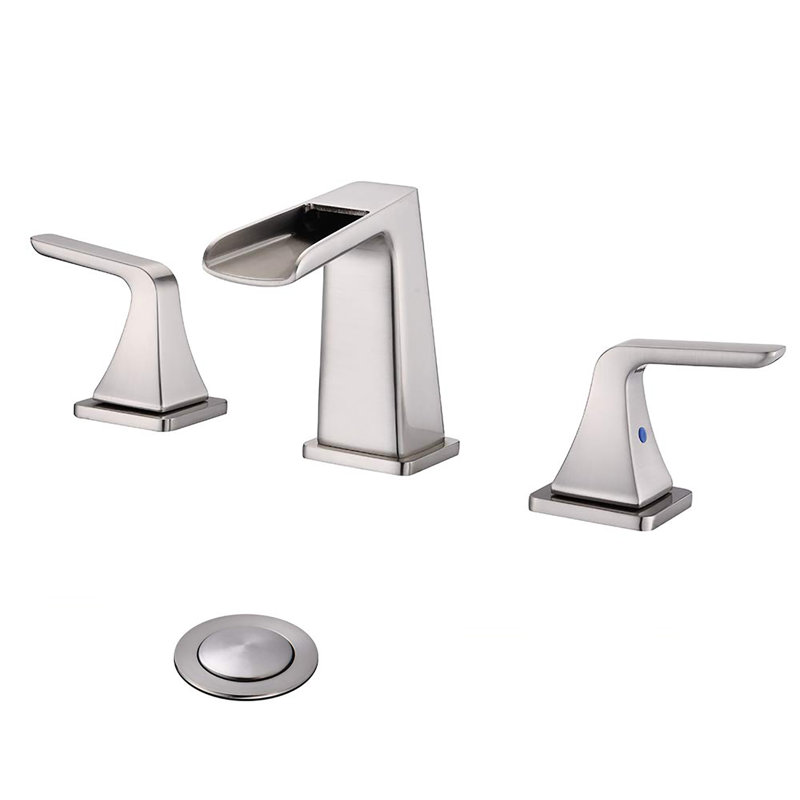 Robinet de salle de bain à large entraxe, Nickel brossé