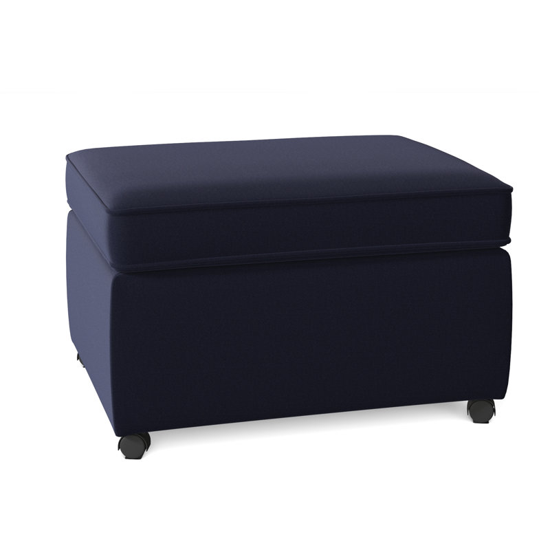 Rika Upholstered Ottoman, Sunbrella Canvas Navy