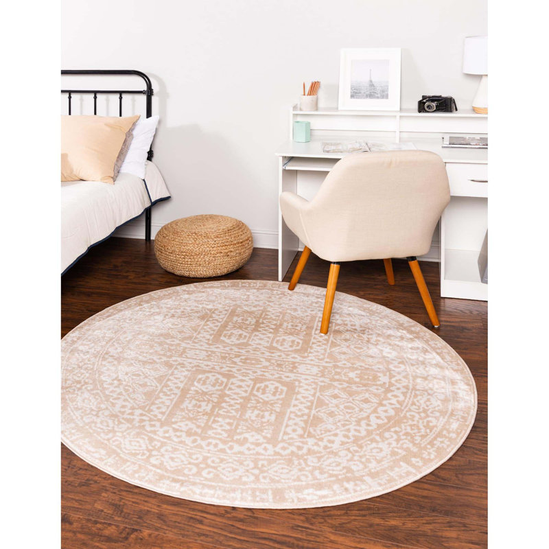 Tapis oriental beige / ivoire Bradbury, Rond 3 pi