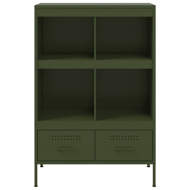 Sharell 101.5 cm H x 68 cm W Steel Standard Bookcase, Olive