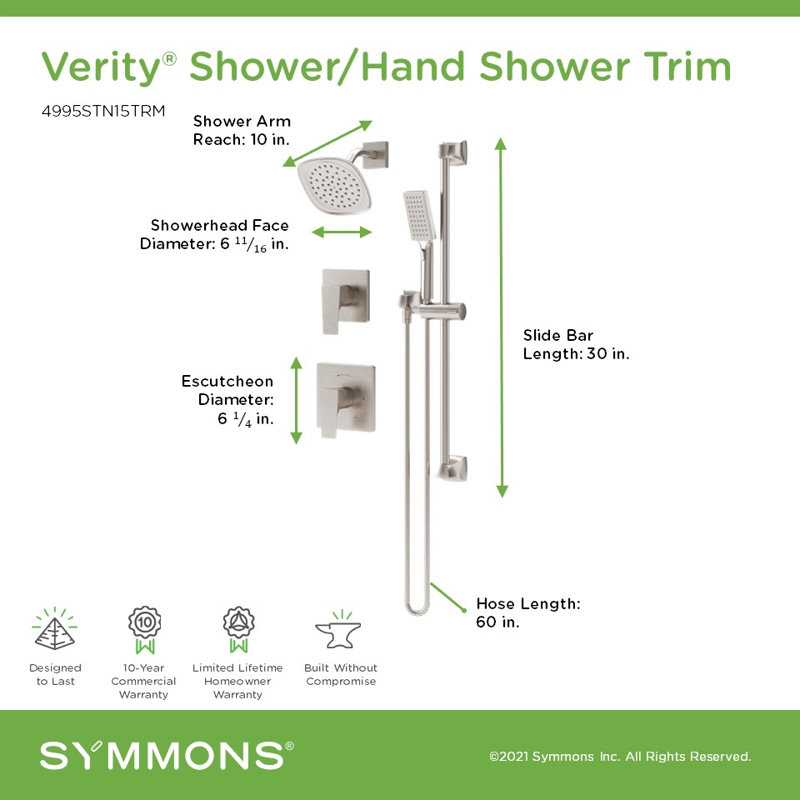 Verity HydroMersion Double Handle Shower System with Hand Spray, Satin Nickel