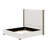 Tall Headboard Upholstered Bed With Vertical Striped And Wingback Design