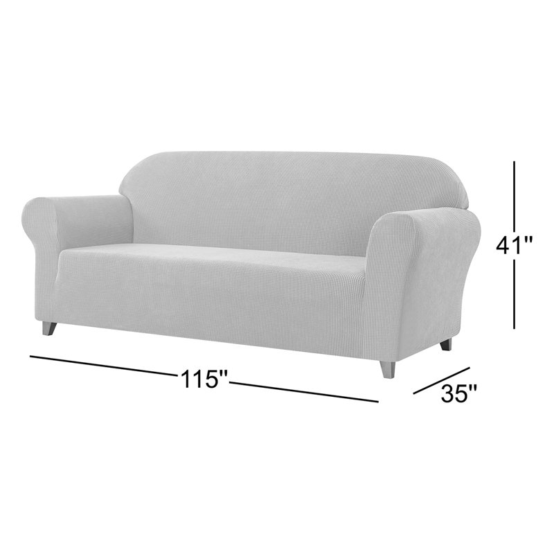 Housse pour canapé à coussins carrés texturés, Gris clair