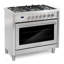 Cosmo 36 po Stellar Collection 4,4 pi³ Cuisinière à double combustible, 5 brûleurs, four à convection, poignée texturée, acier inoxydable