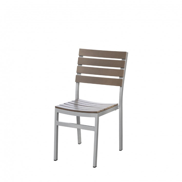 Chaise de patio empilable Vienna, Gris / teck