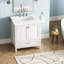 Meuble-lavabo de 30 po avec comptoir en marbre, armoire en bois massif blanc. Style élégant, mécanisme de fermeture en douceur. Meuble-lavabo 24V03-30Wh entièrement assemblé, comptoir d'armoire. Conception tendance, fermeture.