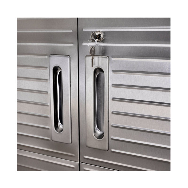 Seville Classics UltraHD French Door Storage Cabinet with Drawer, 72" H x 36" W x 24" D, Graphite