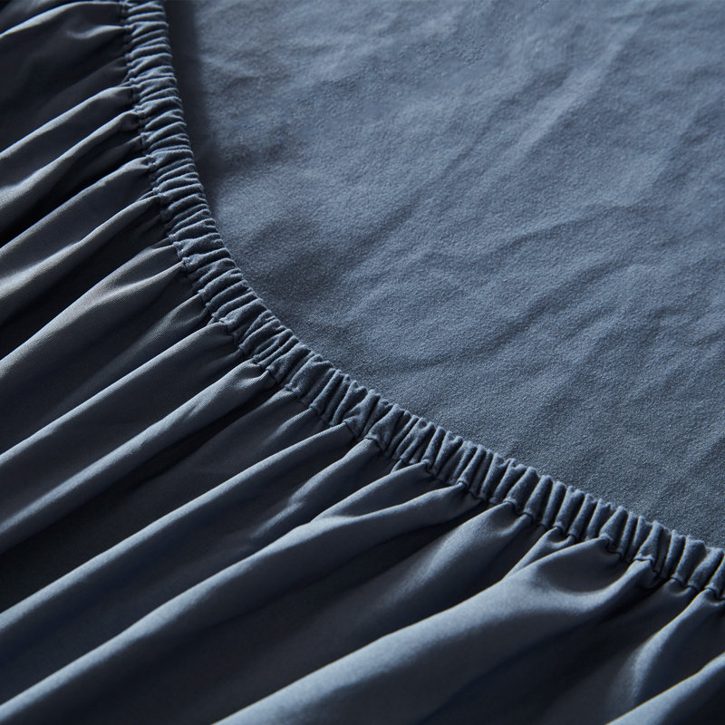 Microfiber Percale Sheet Set, Queen Sheet Set + Fitted Sheet + 2 Pillowcases, Flint Blue