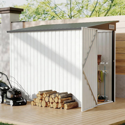 Remise de rangement extérieure en acier galvanisé 4 x 8 pi avec portes verrouillables, évent et cadre modernisé pour l'équipement de jardin