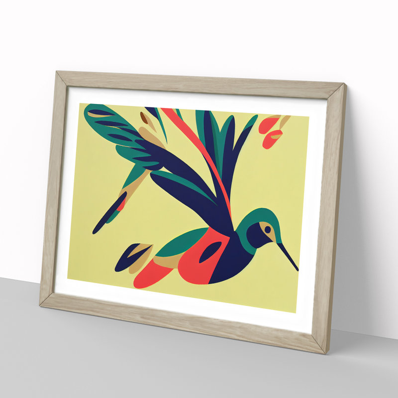 Blessed Abstract Hummingbird - Framed Print, Oak, 46cm H x 64cm W x 2cm D