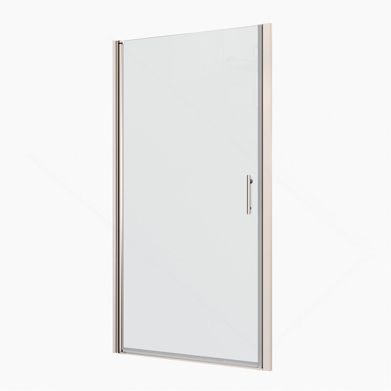 Porte de douche pivotante universelle polyvalente avec finition en verre trempé de pointe, Argent argent