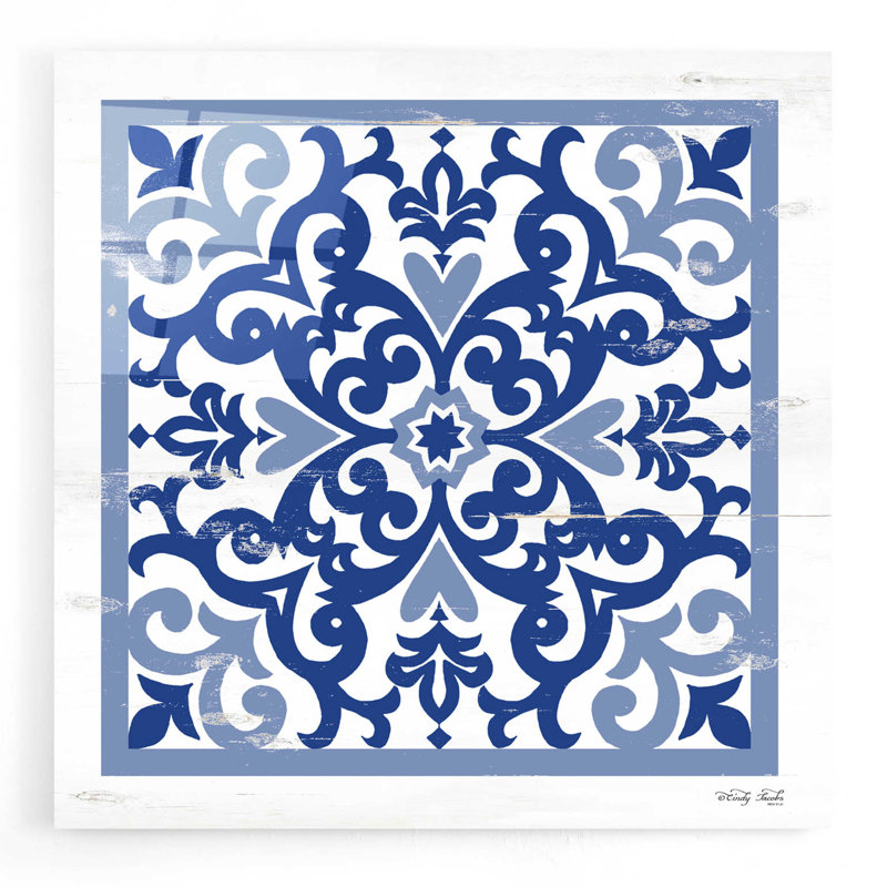 «Blue Tile VI» par Cindy Jacobs - impression sans cadre, H 12 po x l 12 po x P 0,13 po