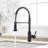 Kitchen Faucet With Pull Down Sprayer Black Stainless Steel Single Handle Pull Out Spring Sink Faucets-120706273