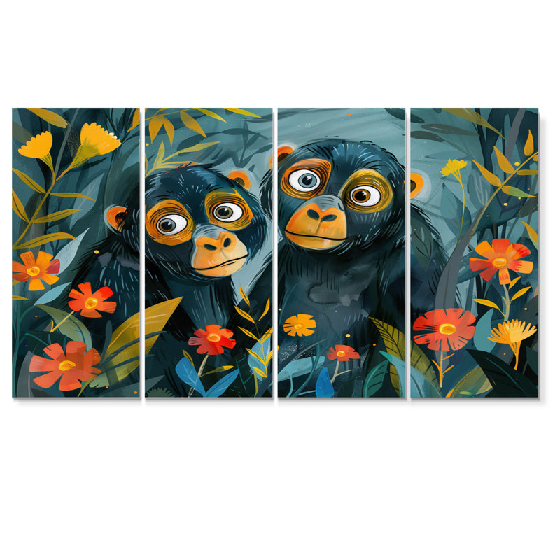 Ensemble de toiles murales gorilles, H 32 po x l 64 po