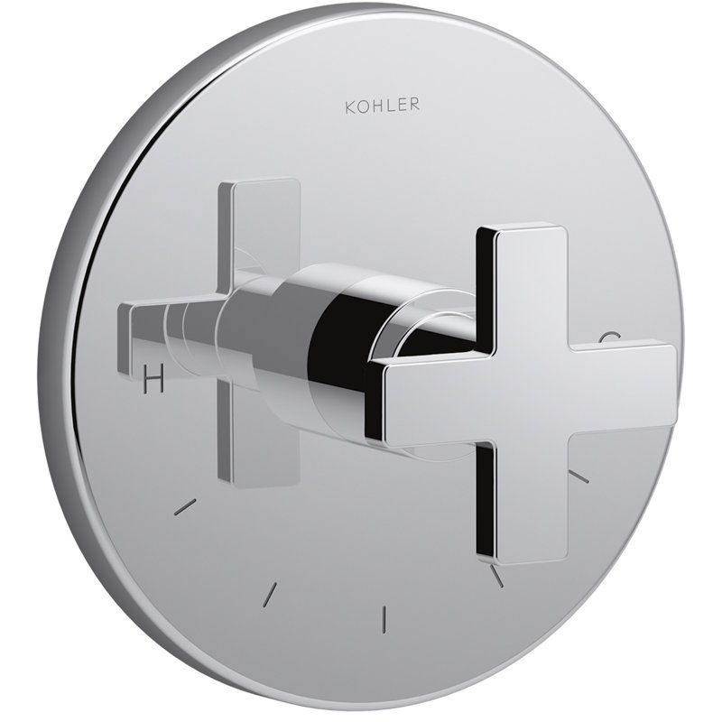 Composed® Thermostatic Faucet Trim with Cross Handle, Vibrant Brushed Nickel