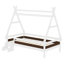 Lit plateforme simple avec escalier, structure de lit simple en bois massif, profil bas et design amusant enfantin-1254095594
