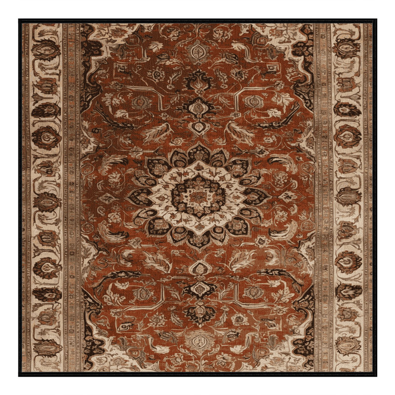 Machine Washable Persian Brown Area Rug, Square 4'