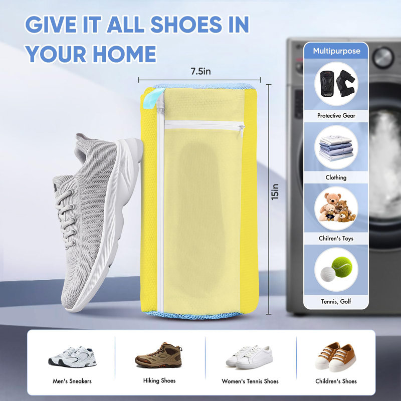 Shoe Washing Machine Bag for Washer and Dryer, Yellow
