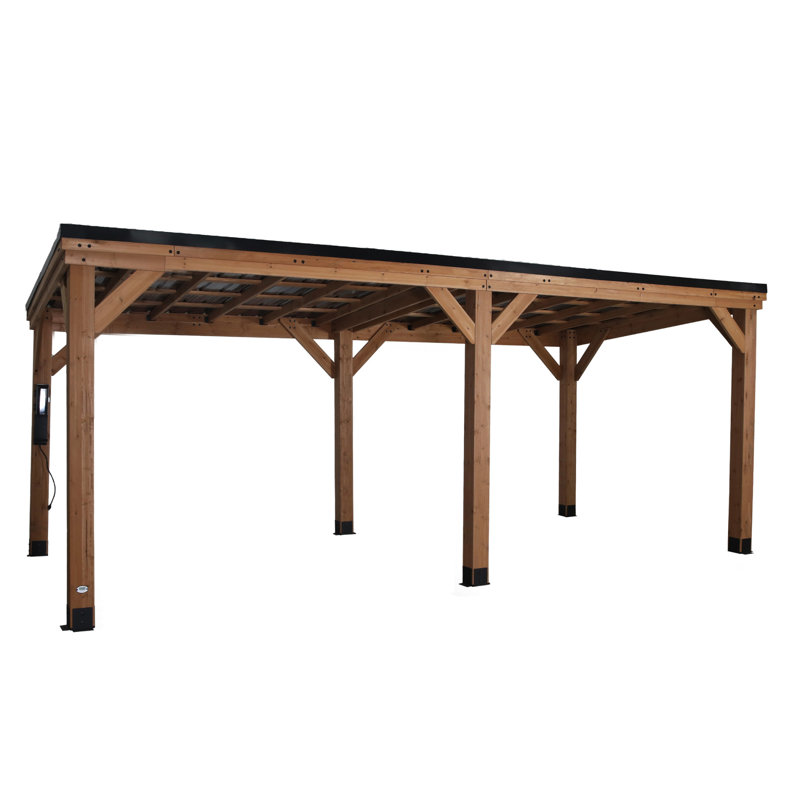 Arcadia 20' x 9.5' Cedar Wood Outdoor Gazebo with Steel Roof