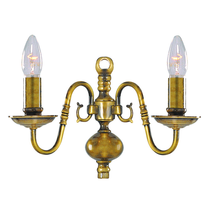 Scribner Candle Wall Light, Antique Brass