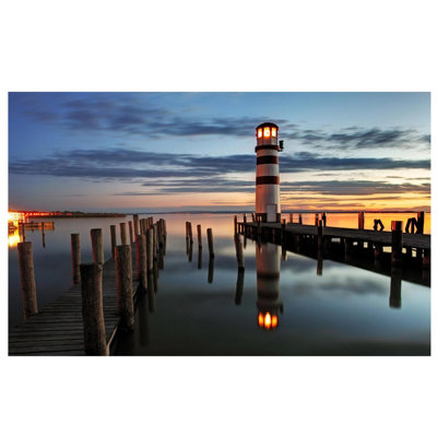 Coastal Sunset Lighthouse Scene - Wrapped Canvas Photograph Print