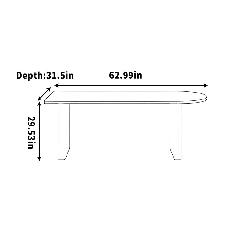 Bureau noir, bureau semi-circulaire et table d'étude, H 29,53 po x l 62,99 po x P 31,5 po