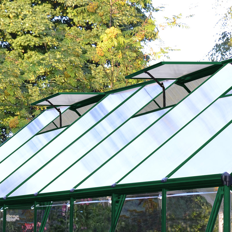Palram - Canopia Balance 8' W x 8' D Walk-In Hobby Polycarbonate Aluminum Frame Greenhouse Kit with Roof Vent - Green