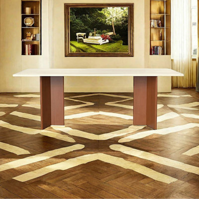 Retro rectangular sintered stone dining table