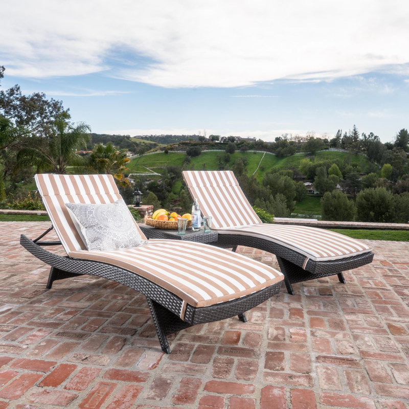 Outdoor 3'' Chaise Lounge Back Cushion, Brown/White
