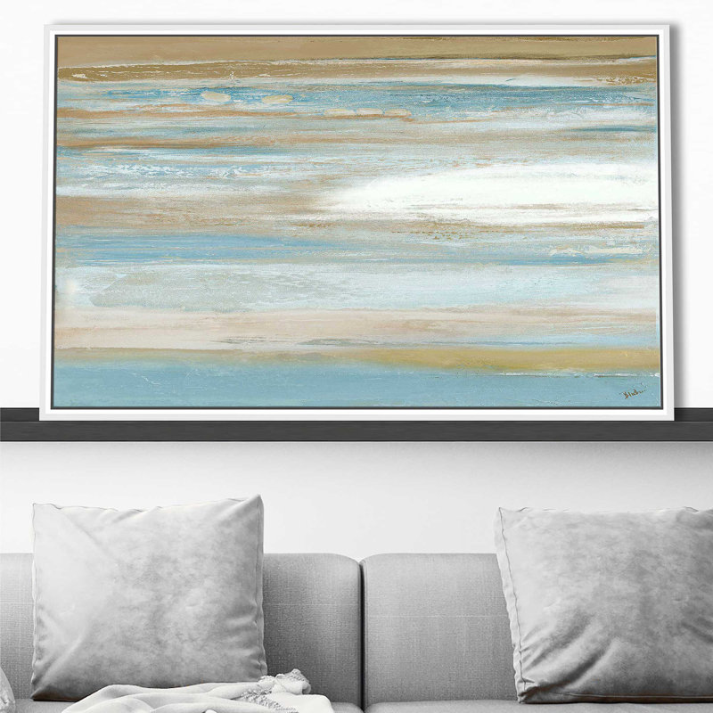 Teal Sunrise II par - Peinture, Cadre flottant blanc, H 21,5 po x l 33,5 po x P 2 po