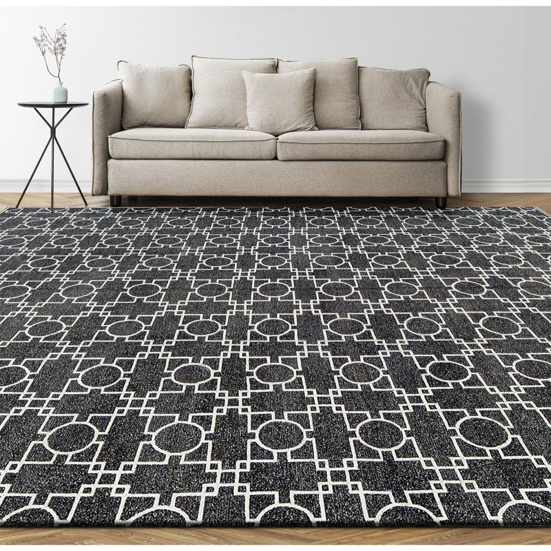 Tapis gris foncé noué à la main de haute qualité