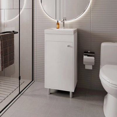 Meuble-lavabo avec 1 porte et 2 tablettes de rangement