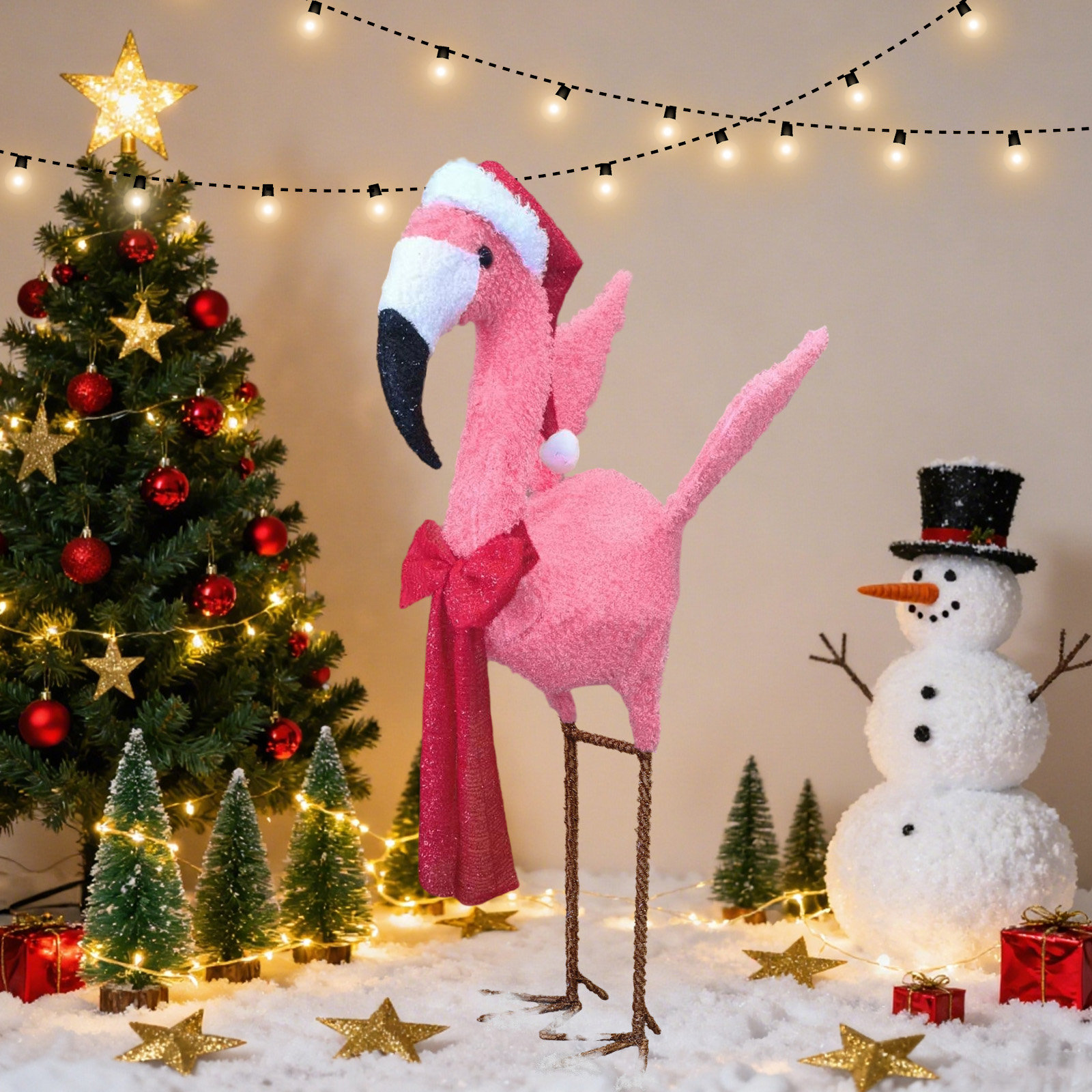 The Holiday Aisle® Lighted Christmas Flamingo Outdoor Decoration with