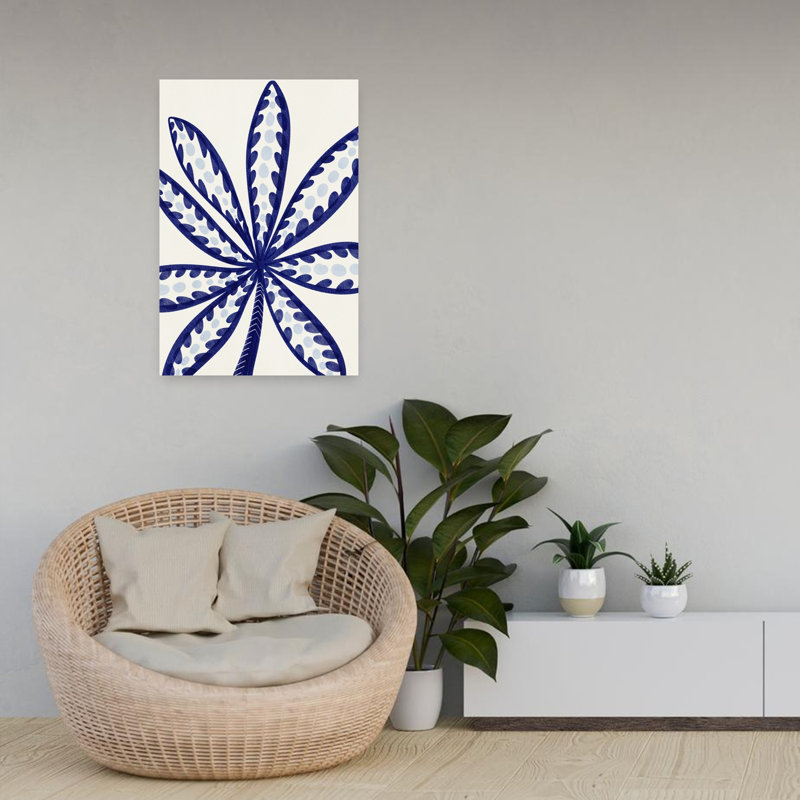 «Blue Tropical Leaf», palmier abstrait moderne, art mural tropical