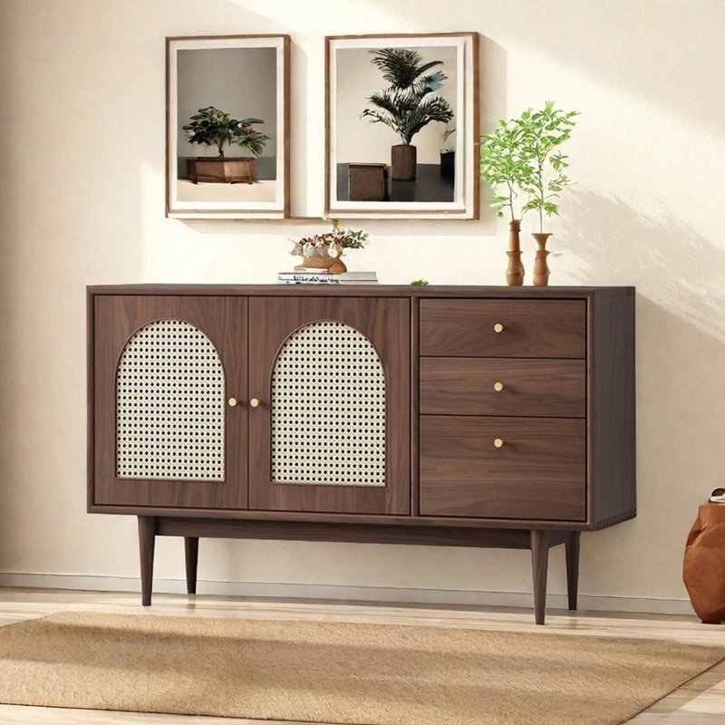 Multifunctional Rattan Weaving Sideboard, Brown