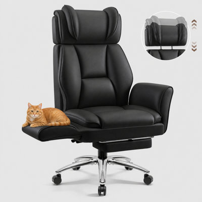 Big and Tall Cross Legged Office Executive Chair with Footrest and Convertible Infinite Gear Armsrest