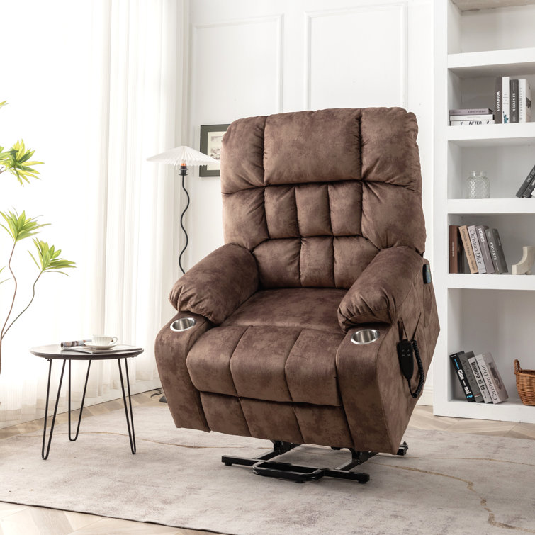 Stoehrs Dual Motor Big Man Recliner Chair Lay Flat in 71.5 Length & 26 Wide Seat, Extra Wide Power Lift Chair 400 lbs Latitude Run Body Fabric: Dar