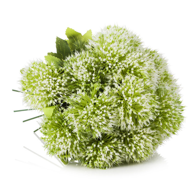 Faux Silk Arrangement in Vase, White Green