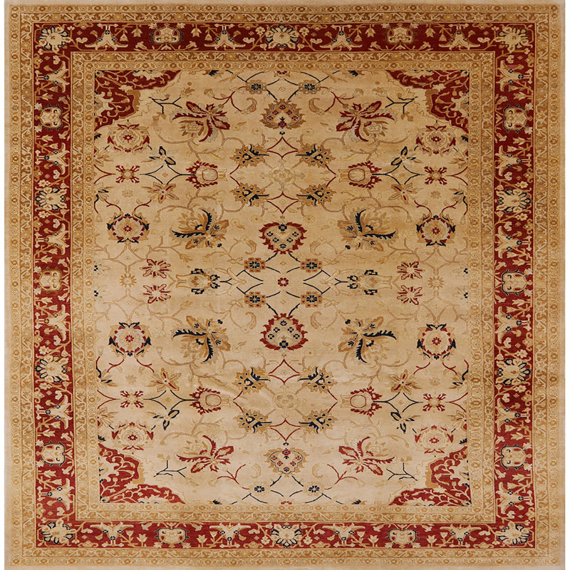 Tapis rouge / beige kevork, Carré 8 pi