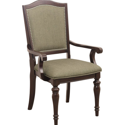 2 fauteuils en cerisier foncé avec sièges et dossiers rembourrés, garniture cloutée, fauteuils en bois avec accoudoirs pour 2 personnes, dossier en tissu