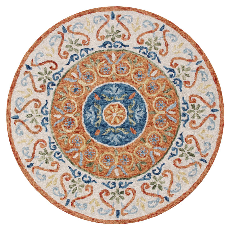 Emmelyne Hand Tufted Wool Oriental Indoor Rug, Round 4'